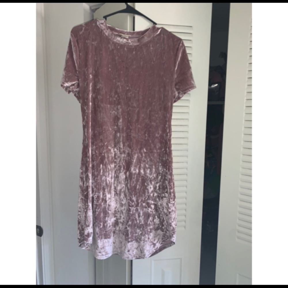 Pink Suede T-Shirt Dress